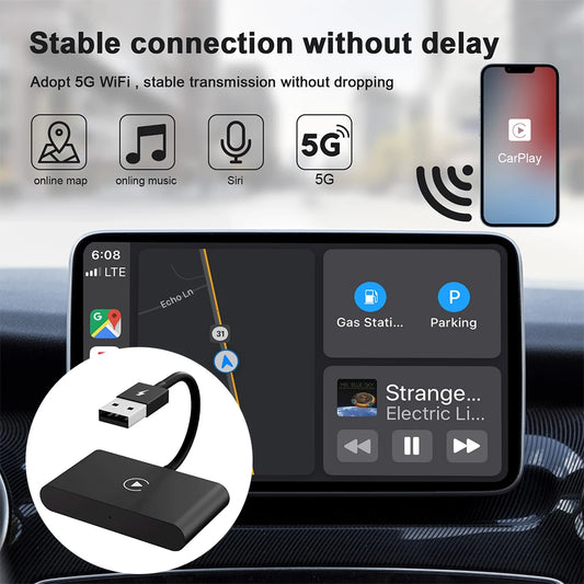 2-in-1 Wireless CarPlay & Android Auto Adapter – AI Box Auto Connect Plug & Play Dongle for Factory Wired CarPlay Cars