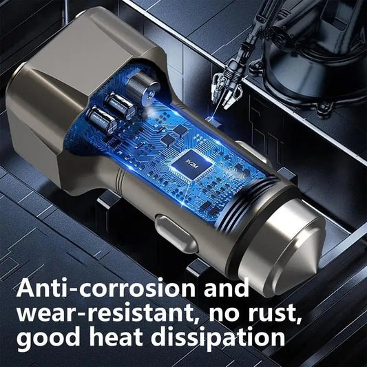 30W USB-C Car Charger – Multi-Function Fast Charging Adapter with Safety Hammer Design for Cars & SUVs