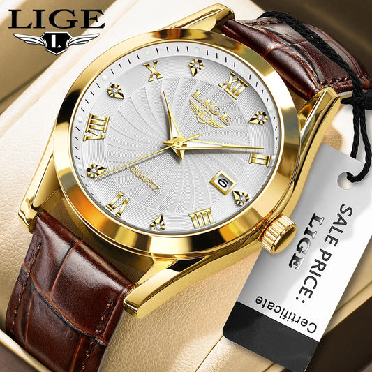 2025 LIGE Men’s Waterproof Luxury Watch – Luminous Leather Quartz Sports Wristwatch for Men ⌚✨