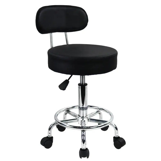 KKTONER PU Leather Rolling Stool Mid-Back with Footrest – Height Adjustable Swivel Drafting Task Chair for Office & Home