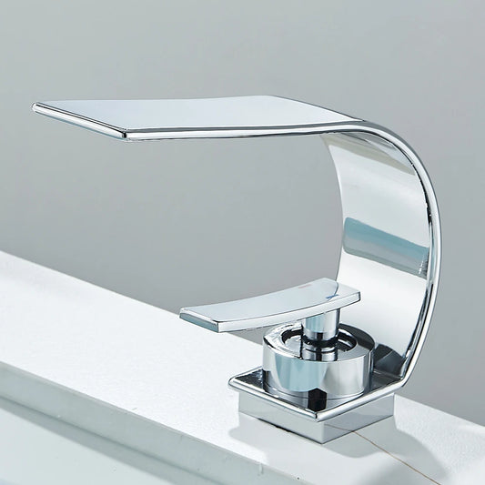 Waterfall Bathroom Sink Faucet – Single-Handle Hot & Cold Mixer Tap