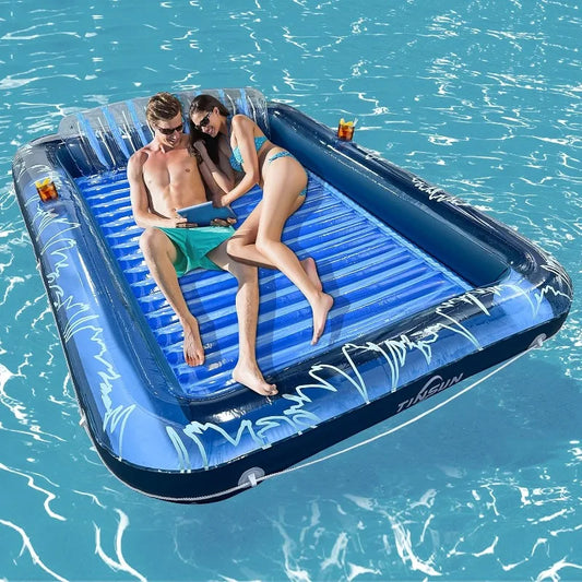 Inflatable Tanning Pool Lounger – Large Floatie Bed for Adults, Sunbathing & Relaxing in Pools or Beaches