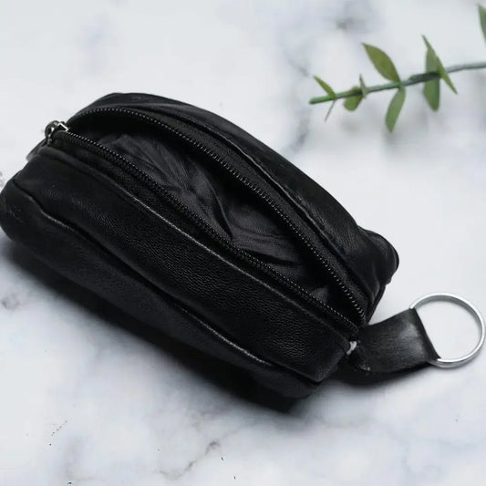 Genuine Leather Keychain Change Bag For Men Women FashiGenuine Leather Keychain Change Bag – Unisex Mini Clutch Organizer & Portable Coin Storage Pouchonable Clutch Key Holder Organizer Mini Portable Coin Change Storage Bag