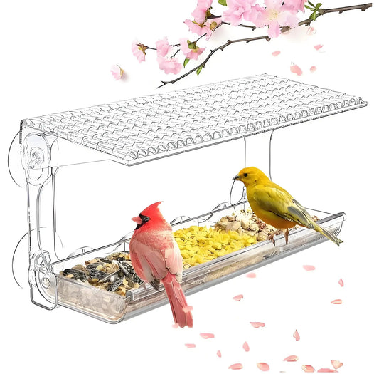 Clear Acrylic Window Bird Feeder – Outdoor Hanging Bird House with Strong Suction Cups, Weatherproof Garden Feeder