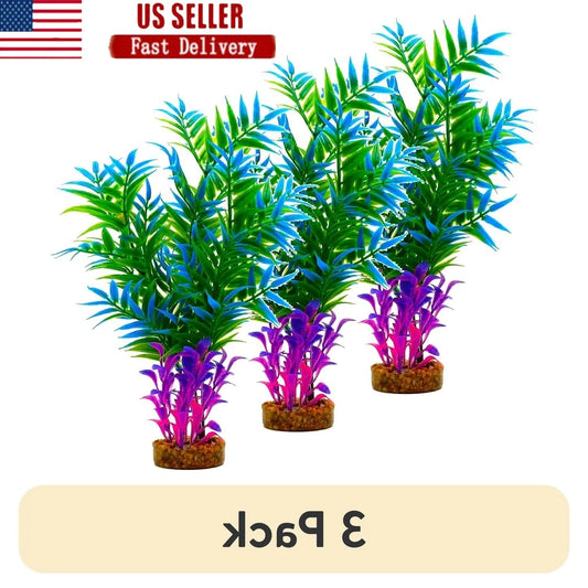 Aqua-Life Faux Maidenhair Fern Set (3 Pack) – Weighted Base Aquarium & Terrarium Plant Decoration 🌿