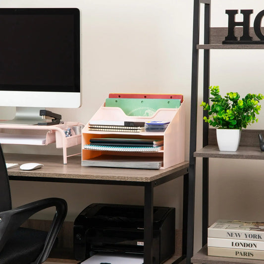 Vertical File & Document Organizer – Plastic Desktop File Holder (Pink)