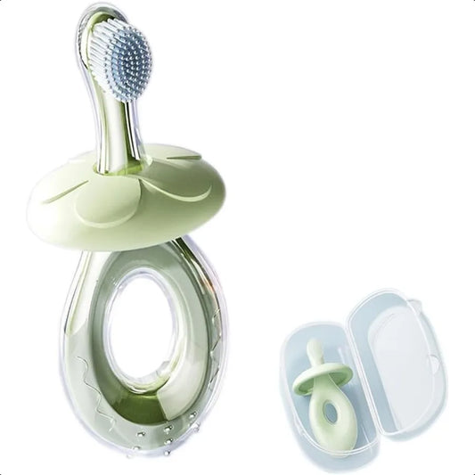 Baby Toothbrush & Teether – Silicone Toddler Training Toothbrush with Extra Soft Bristles, Teething Relief & Tongue Cleaner