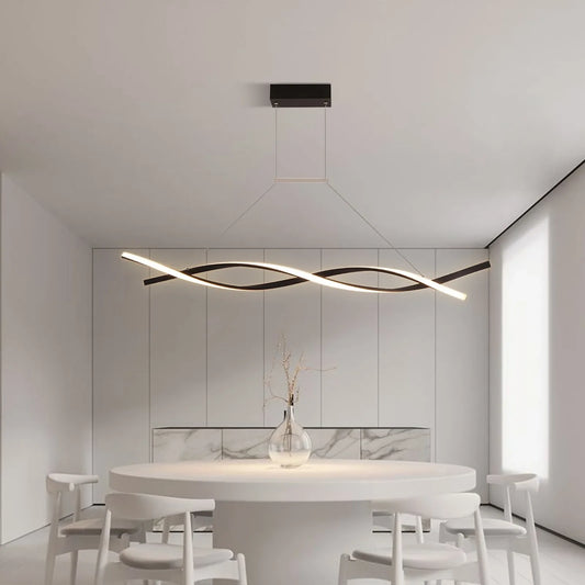 Modern Black Pendant Light – Remote Control Dimmable LED Ceiling Lamp for Dining Room & Kitchen