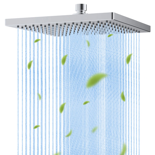 Rain Shower Head – 12″ Square High-Pressure Rainfall Shower with Adjustable Brass Joint