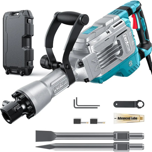 Demolition Jack Hammer – 14.5AMP SDS Hex Concrete Breaker | 65 Joules Heavy-Duty Electric Chipping Tool