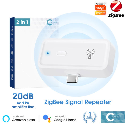 Zigbee Signal Repeater – Type-C Signal Booster for Alexa & Google Home | Works with Zigbee Gateway Hub 📡⚡
