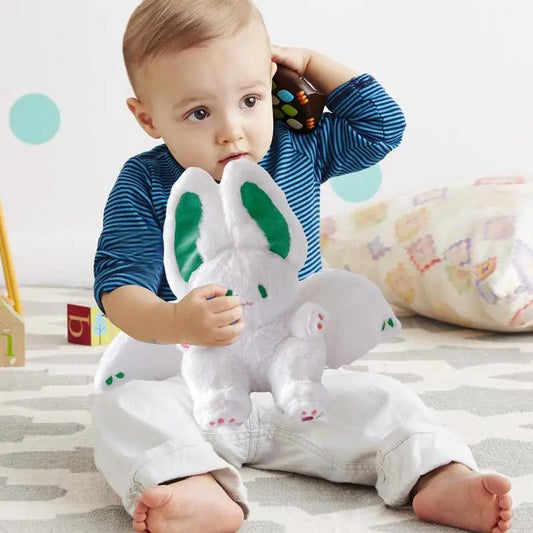 Bunny Plush Toy – 35cm Adorable Stuffed Rabbit Plushie with Bat Wings Design, Realistic Furry Hugging Pillow & Cute Home Decor