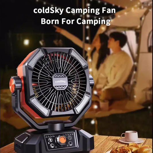 ColdSky Camping Fan with 4 LED Lantern, 8 Speeds & 20000mAh Battery – Portable Outdoor Fan for Camping, Fishing & Desk Use
