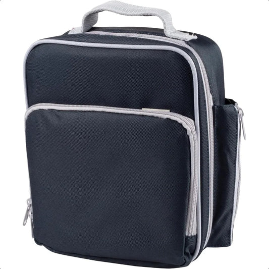 Insulated Lunch Box Tote with Snack Pocket & Water-Bottle Holder – Keeps Food Hot or Cold Longer (Boy or Blue)