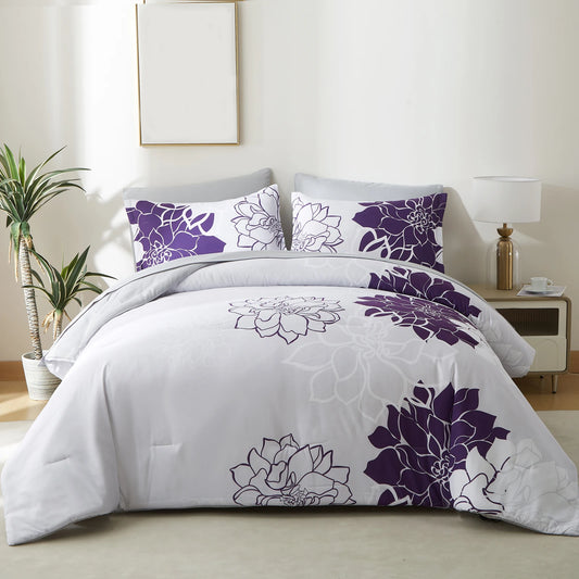 7-Piece Floral Comforter Set – Reversible Botanical Bedding for Queen & King Sizes