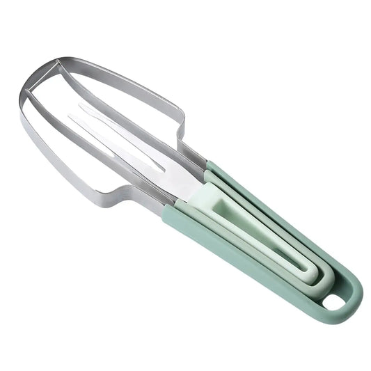 “3-in-1 Stainless Steel Watermelon Fork, Slicer & Cutter – Easy Melon Cube Tool for Camping & Kitchen”