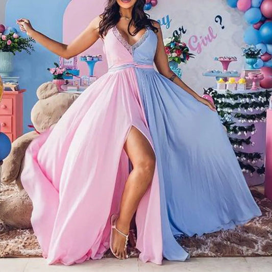 Women’s Maternity Photography Dress – Sleeveless Long Skirt with Train, Elegant Summer Wrap Gown for Pregnancy Photoshoots