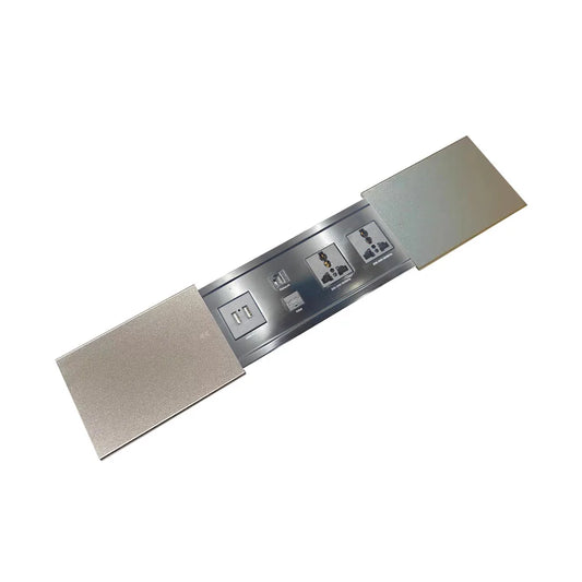 Embedded Desktop Socket – Hidden Office Desk Power Strip with Sliding Cover, 2 AC Outlets + HDMI, Network & USB Ports