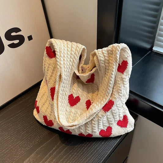 Woven Knitted Straw Tote – Large Capacity Shoulder Bag for Summer & Travel