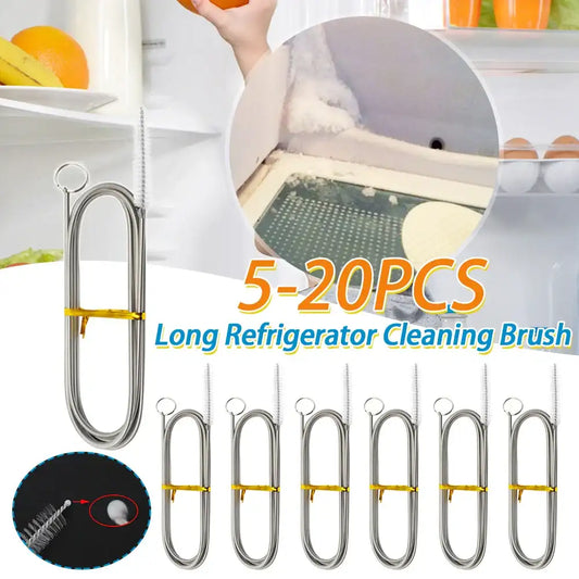 Flexible Stainless-Steel Pipe & Tube Cleaner Brush Set – Reusable Nylon Bristles for Drains, Refrigerator Lines & More 🧼