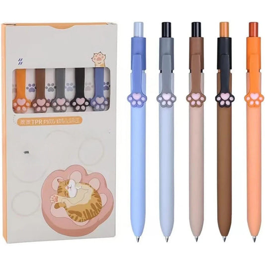 Gel Pens – 5-Pack Quick-Dry Black Ink Retractable Pens with Smooth Writing & Cute Yellow Design 🖊️