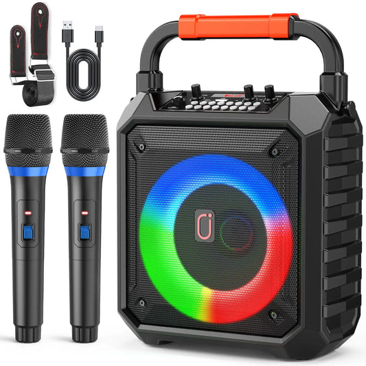 FanFun Wireless Outdoor Speaker – Portable Party Speaker with Microphones, LED DJ Lights & TF Card Support 🎉🔊