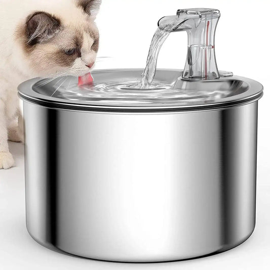 “2L Stainless Steel Pet Water Fountain – Automatic Cat & Dog Water Dispenser with Optional Sensor & Heater”