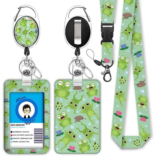🪪 ID Badge Holder with Lanyard & Retractable Reel – Keychain Clip, Name Tag & Card Holder for Office & Work