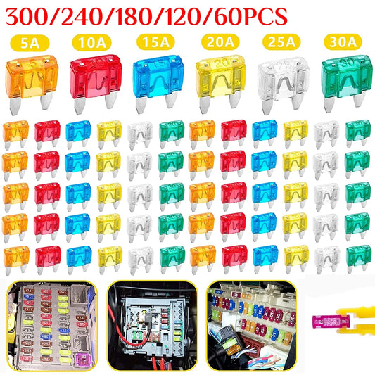 100-Piece Mini Blade Fuse Assortment Kit – Car & Truck Safety Set (5A / 10A / 15A / 20A / 25A / 30A)