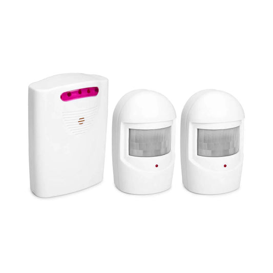 Multifunctional Wireless Driveway Alarm – IR Motion Sensor System with 1 Receiver & 2 Transmitters for Outdoor Home Security