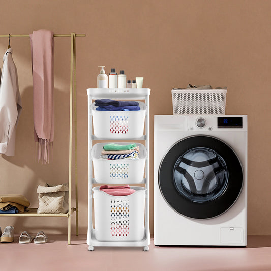 3-Layer Laundry Basket with Wheels – 20 kg Capacity Multi-Functional Storage for Home Organisation