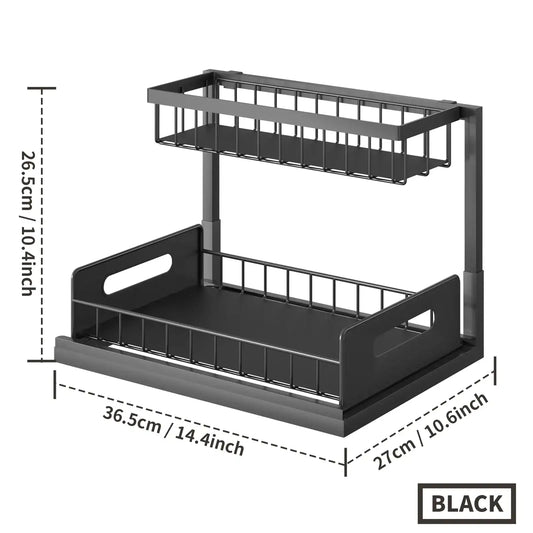 2-Tier Pull-Out Under Sink Organizer – Slide-Out Cabinet Storage for Kitchen & Bathroom