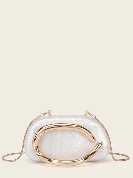 Women’s Gold-Closure Evening Clutch – Elegant Box Handbag for Weddings, Parties & Formal Events