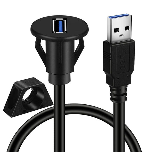 1 m USB 3.0 Male-to-Female Panel Mount Cable – 5 Gbps USB-C 3.0 Extension for Car/Truck/Boat/Motorcycle Dashboard