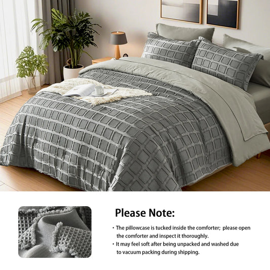 Solid Color Floral Comforter Set – Lightweight & Breathable Microfiber Bedding (Queen / All-Season / Machine Washable)