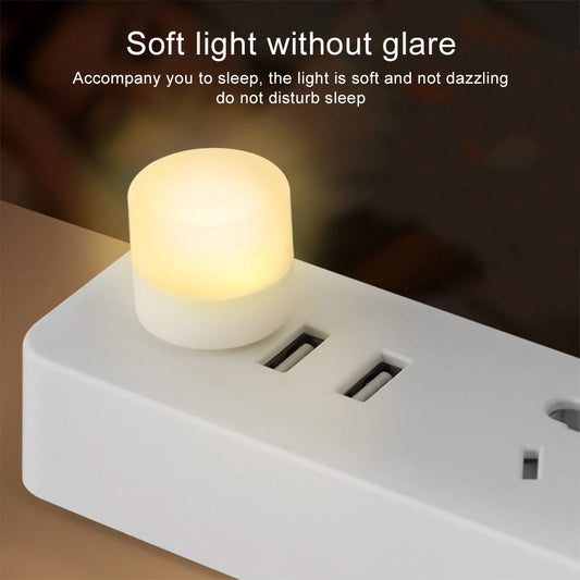 USB Mini LED Night Light – Small Round Plug Lamp for Power Bank & Laptop, Portable Reading Light with Eye Protection