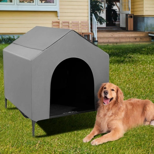 Outdoor Dog House for Large Breeds – Durable Shelter with 600D PVC Canopy & Elevated Textilene Bed