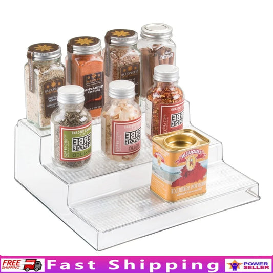 Clear 3-Tier Pantry Organizer Storage Shelf – Easy-Access Condiment & Spice Rack