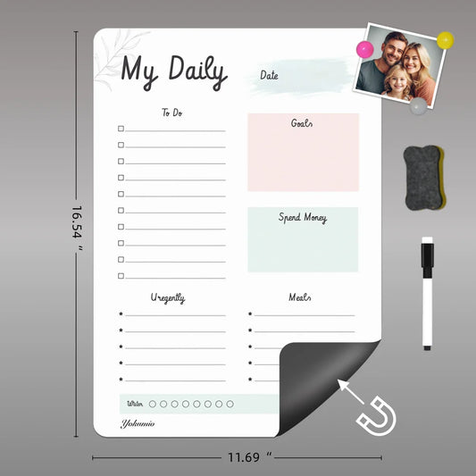 Yokumio Magnetic Refrigerator Calendar – A3 Dry Erase Planner with Marker & Eraser for Home, Office & Classroom