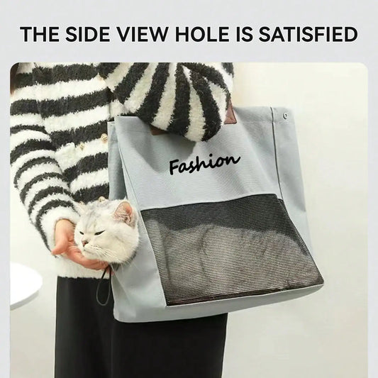 Cat & Small Dog Carrier Bag – Soft-Sided Foldable Tote with Breathable Mesh, Adjustable Travel Bag for Pets