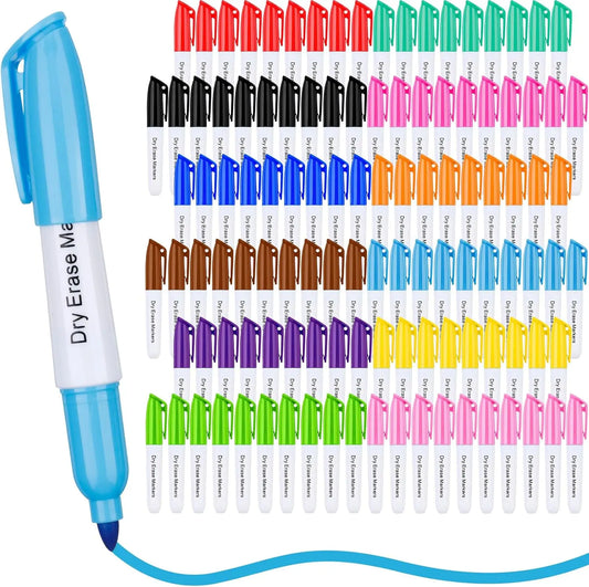 Mini Dry Erase Markers Fine Tip – 120-Pack with Clips, Low-Odor Erasable Whiteboard Pens (3.5")