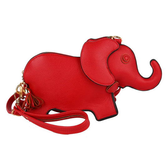 Women’s Retro Elephant Wristlet & Crossbody Bag – Solid Color Messenger Purse with Vintage Boho Style