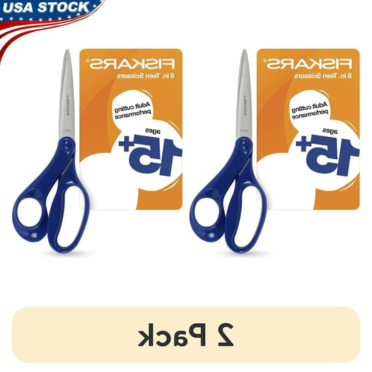 2-Pack 8-Point Precision Student Scissors for School & Office Use (Blue)