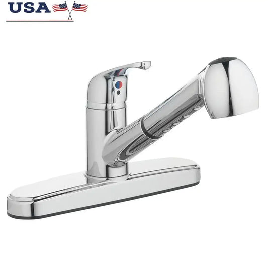 Single‑Handle Pull‑Out Kitchen Sink Faucet with Dual‑Function Sprayer – Chrome Finish, 2-Function Stream & Spray, Easy Install 🚰✨