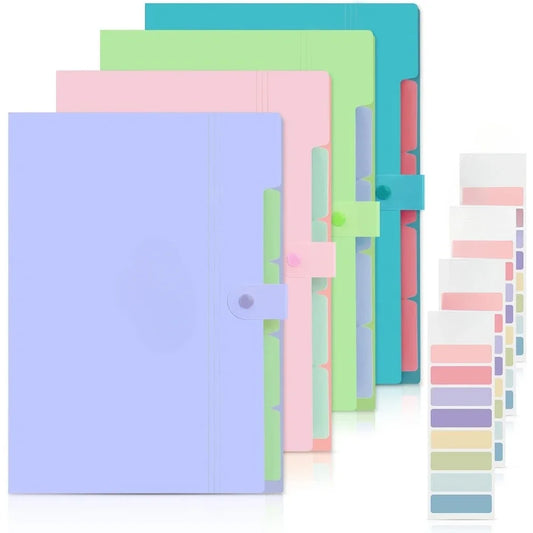 Accordion File Organizer – 4-Pack Letter/A4 Size Expandable Folder with 32 Labels for Documents & Bills