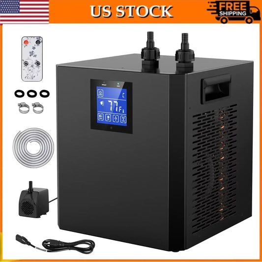79 Gallon Aquarium Chiller – 1/3 HP Water Cooling System with Pump & Pipe, 110V Hydroponics Chiller for Fish, Coral, Shrimp & Axolotl Tanks