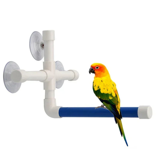 Suction Cup Bird Perch Toy – Window & Shower Stand for Parrots, Macaws, Cockatoos, African Greys, Conures & Parakeets