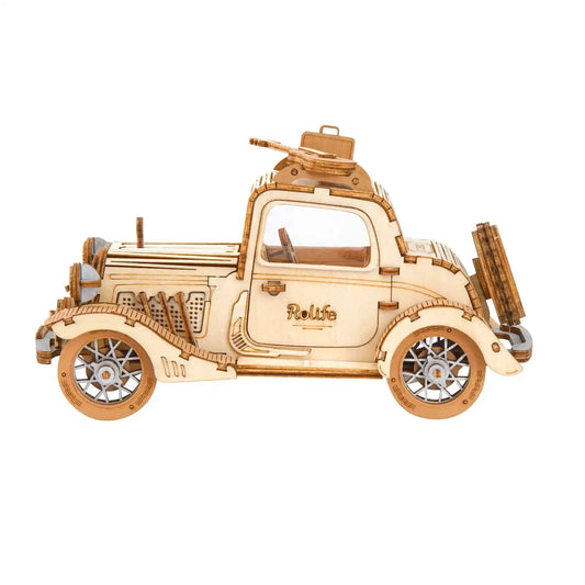 Robotime 3 Kinds DIY 3D Transportation Wooden Model Building Kits – Vintage Car, Tramcar & Carriage Kit (Gift for Children & Adults)