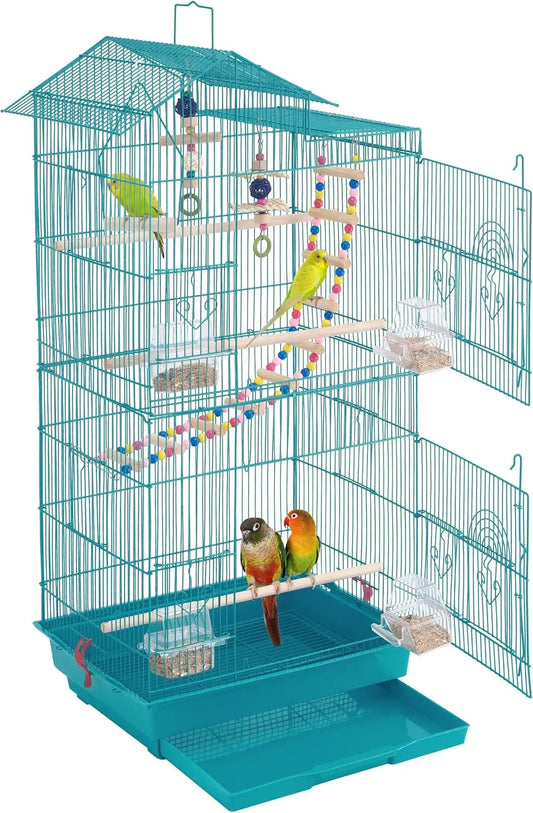 Roof-Top Medium Parakeet Cage – Bird Cage for Cockatiels, Conures, Finches, Budgies, Canaries & Lovebirds
