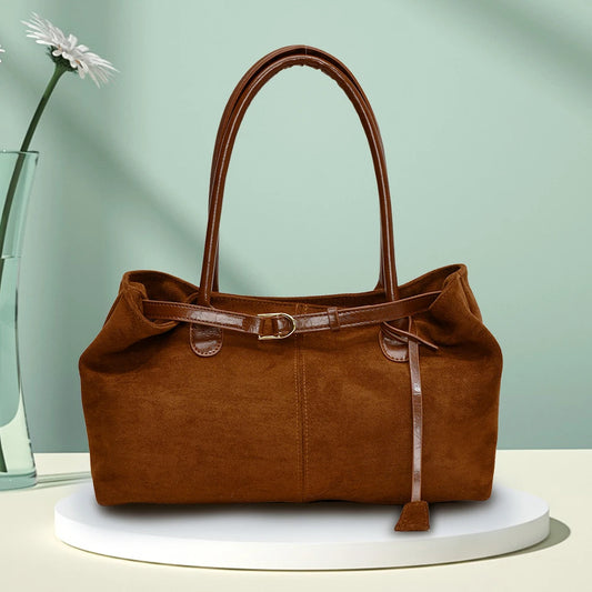 Women’s Fashion PU Leather Shoulder Bag – Solid Colour Stylish Shoulder Purse for Commuting